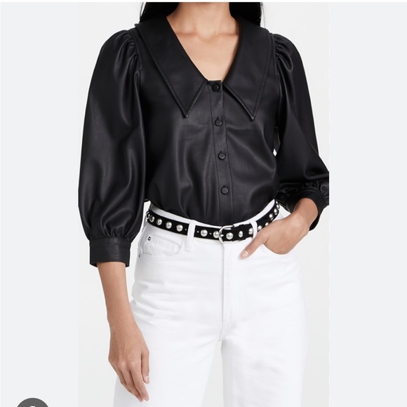 Pistola Faux leather button up blouse - Picture 3 of 9